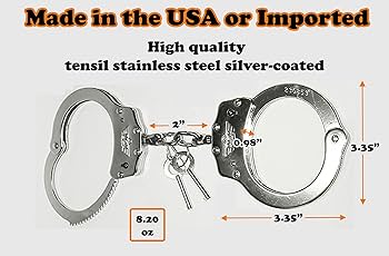 Amazon.com: Uzi CampCo Silver Police Grade Handcuffs Set
